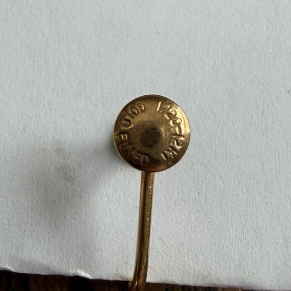 Vintage 1/20 12K GF Earrings Gold Filled Screw Back Floral Aqua Rhinestone - Picture 4 of 4